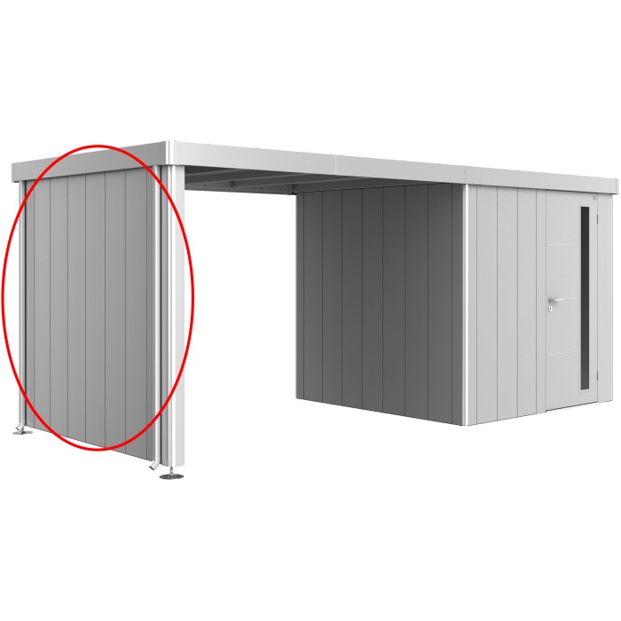 Pannello laterale Biohort per casetta Neo, argento metallizzato. Accessorio per tetto laterale casetta.