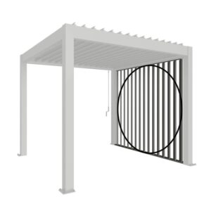 Pannello laterale a lamelle Biohort in grigio quarzo metallizzato per coperture patio.