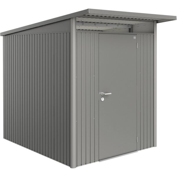 Casetta da giardino in metallo Biohort AvantGarde A2, grigio quarzo metallizzato, con porta. Casetta in metallo per attrezzi e accessori da giardino.
