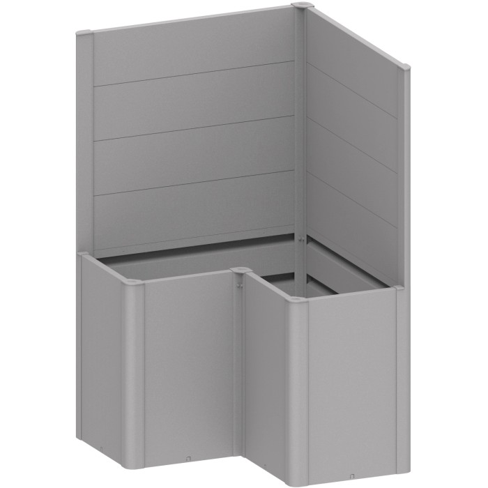 Biohort Paravento Belvedere a L, 2 pezzi, argento metallizzato, per aiuole rialzate.