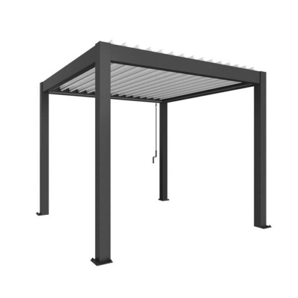 Biohort Pergola 3x3 m in Grigio Scuro-Bianco: Copertura moderna per patio con lamelle.