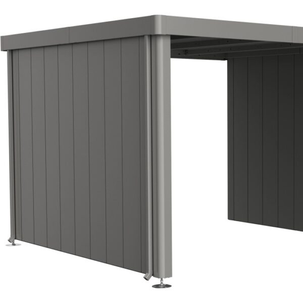 Pannello laterale Biohort per tettoia Neo, grigio quarzo metallizzato, per accessori casetta da giardino.