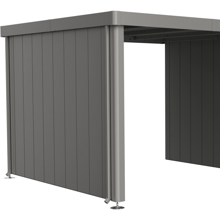 Pannello laterale Biohort per tettoia Neo, grigio quarzo metallizzato, per accessori casetta da giardino.