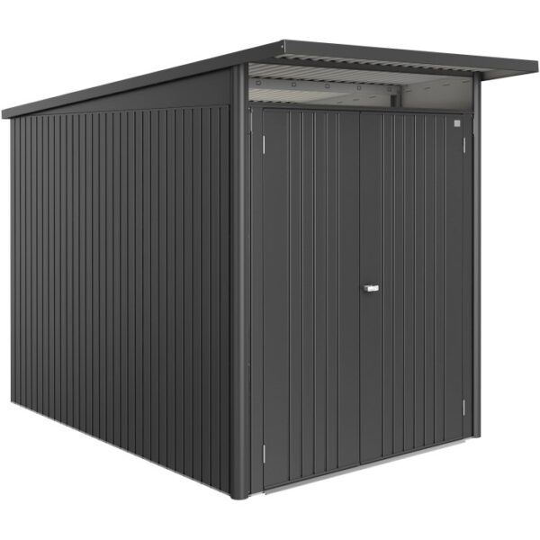 Moderno ripostiglio da giardino Biohort AvantGarde ECO Gr. A3 grigio scuro con doppia porta.