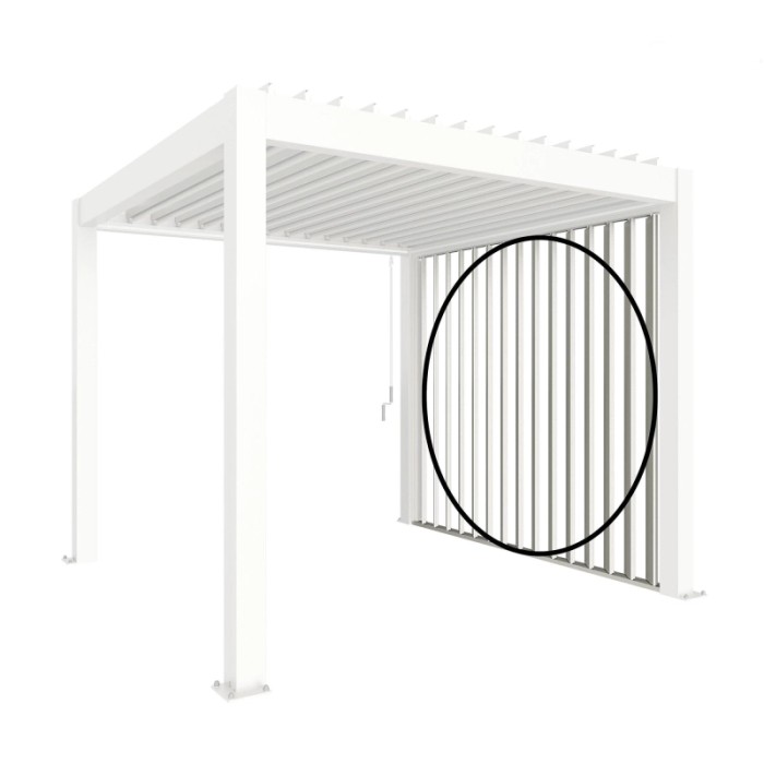 Pannello laterale a lamelle Biohort bianco (2 m) con finitura per coperture per patio.