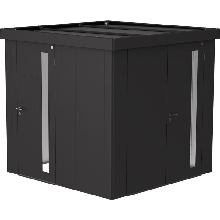 Porta aggiuntiva Biohort per casetta Neo, grigio scuro metallizzato, con set maniglia in acciaio inox.