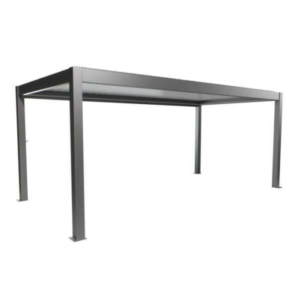 Pergola Biohort 6x3 m in quarzo bianco, moderna copertura per terrazzi da giardino.