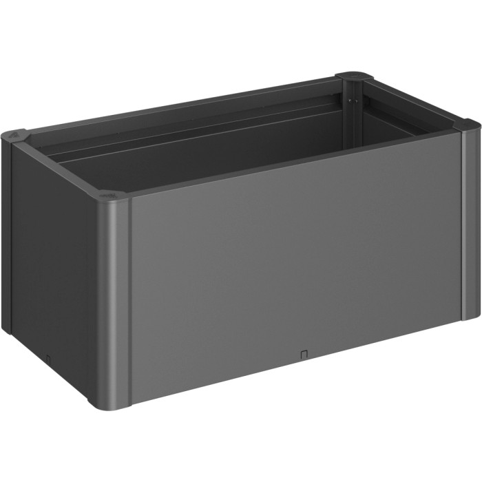 Aiuola rialzata Biohort Belvedere Mini, grigio scuro metallizzato, ideale per giardino e balcone.
