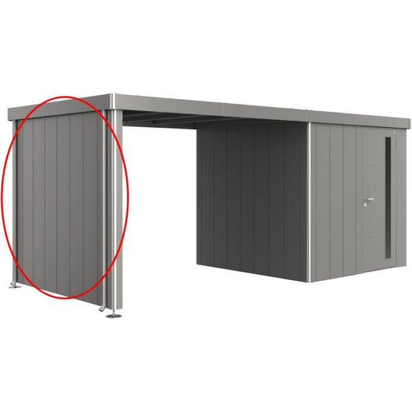 Pannello laterale Biohort per casetta Neo, grigio quarzo metallizzato. Accessorio per casette da giardino.