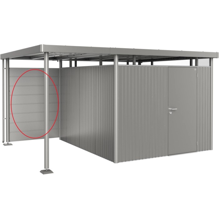 Pannello posteriore Biohort per tettoia laterale H2-H5, grigio quarzo metallizzato, 134x4x181 cm.