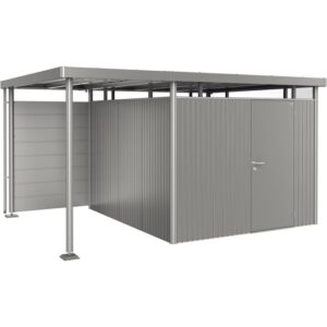 Pannello posteriore Biohort per tettoia laterale H2-H5, grigio quarzo metallizzato. Accessorio per casetta da giardino.
