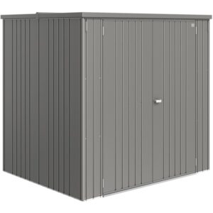 Armadio da giardino Biohort Large in grigio quarzo metallizzato, ideale per giardino, terrazza o garage.