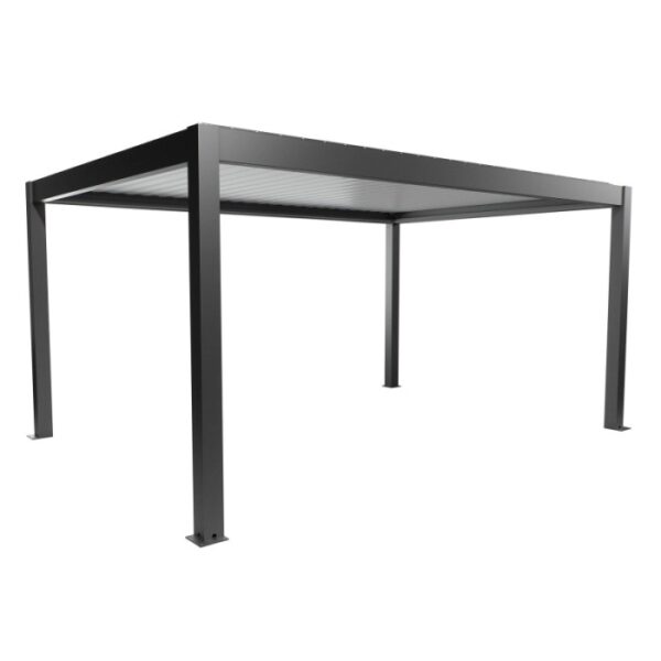 Pergola Biohort 5x3,5m in grigio scuro e bianco, una moderna copertura per terrazzi.