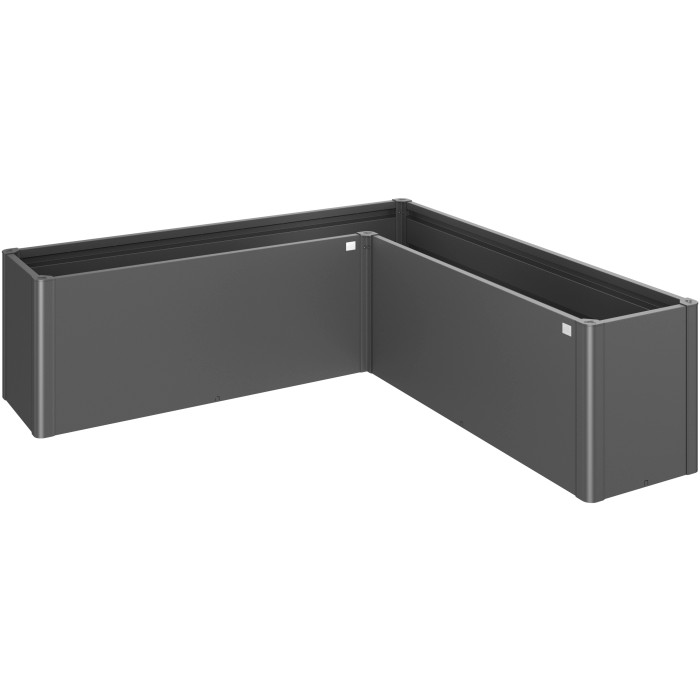 Biohort Aiuola rialzata Belvedere Midi, Misura L200, Grigio scuro metallizzato, in metallo a forma di L.