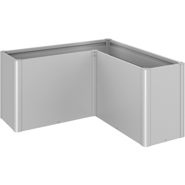 Biohort Belvedere Maxi aiuola rialzata in metallo, forma a L, argento-metallizzato, ideale per giardino e balcone.
