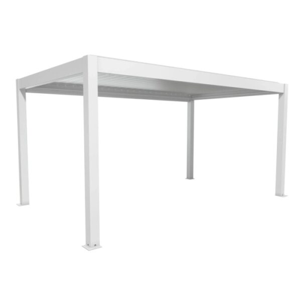 Pergola Biohort 5x3 m in bianco-argento, copertura moderna per terrazzi.