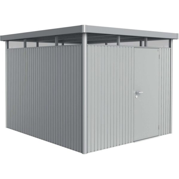 Casetta da giardino in metallo Biohort HighLine, 7,6 m², argento-metallizzato con porta singola.
