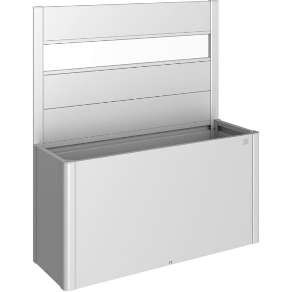 Biohort Belvedere aiuola rialzata con paravento in vetro acrilico, misura 150, argento metallizzato.