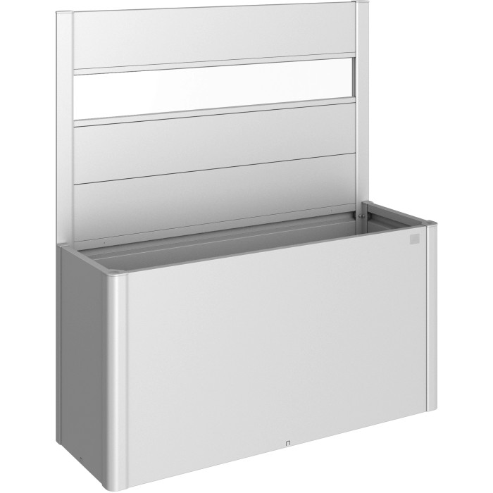 Biohort Belvedere aiuola rialzata con paravento in vetro acrilico, misura 150, argento metallizzato.