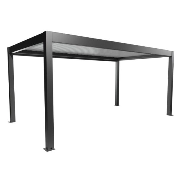 Pergola Biohort, 5,5x3m, grigio scuro e bianco. Copertura moderna per terrazzi con lamelle regolabili.