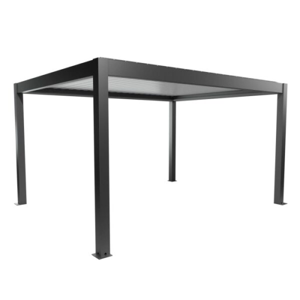 Pergola Biohort 4,5x3,5m in grigio scuro-bianco, una moderna copertura per terrazzi.