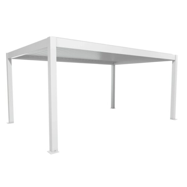 Pergola Biohort bianca 5,5x3,5m: Copertura moderna per terrazzi con lamelle.