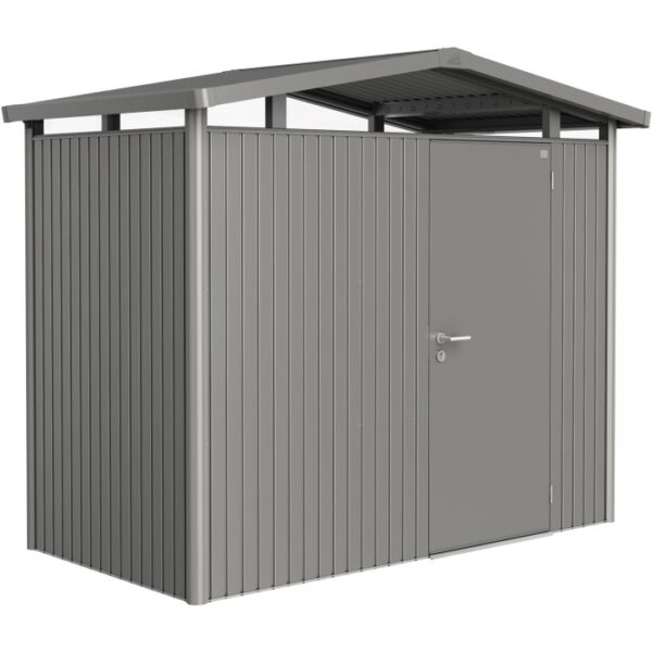 Casetta da giardino in metallo Biohort Panorama, grigio quarzo, 3,5 m², con porta. Casette per giardino e attrezzi.