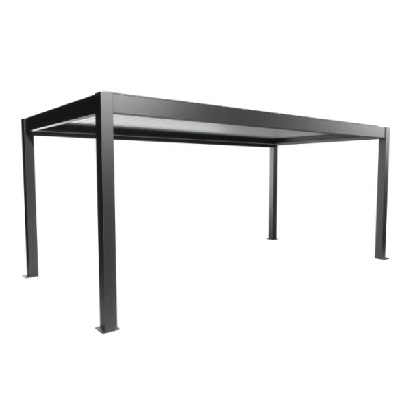 Pergola Biohort 6x3 m in grigio scuro-argento, una copertura moderna per il patio del giardino.