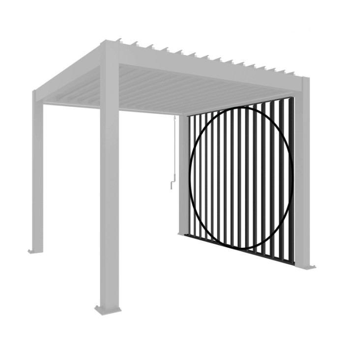 Pannello laterale a lamelle Biohort 2m in grigio scuro metallizzato per coperture patio.