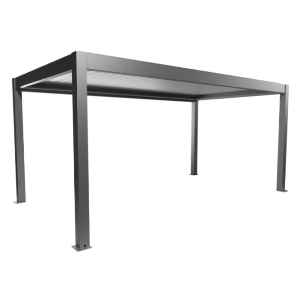 Pergola Biohort 5,5x3m in quarzo bianco: Copertura moderna per terrazzi con lamelle.