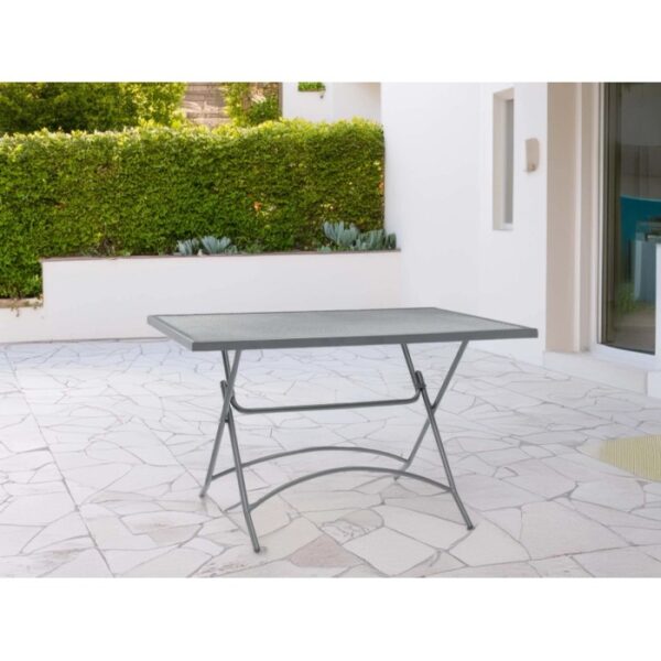 Tavolo da giardino in lamiera forata 120x71x80 cm