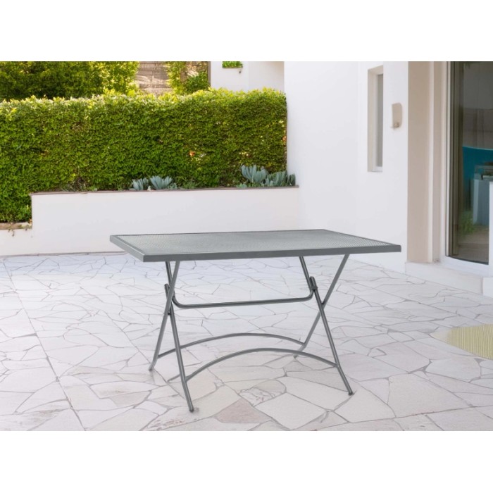 Tavolo da giardino in lamiera forata 120x71x80 cm