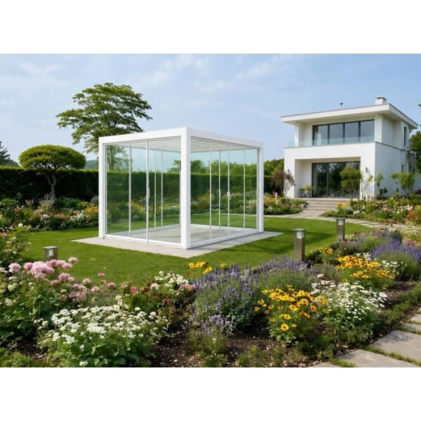 Vetrata fissa pergola Myara 3x2,5 m bianco opaco