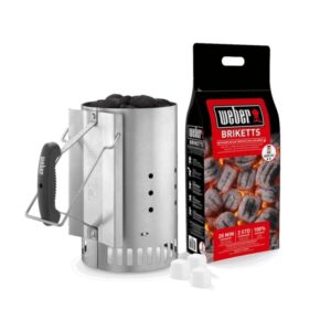 Set Weber per barbecue a carbonella con accendifuoco, bricchetti e cestello.
