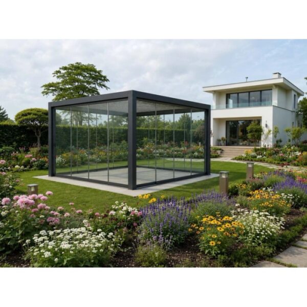 Vetrata scorrevole pergola Myara 4x2,5 m ardesia