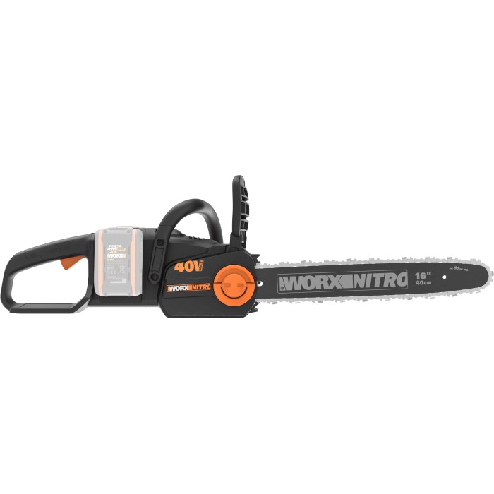 Motosega a batteria Worx WG385E.9 40V (batteria non inclusa). Alte prestazioni, barra da 40 cm.