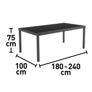 Tavolo da giardino rettangolare allungabile Harris nero, ideale per giardino e terrazza.