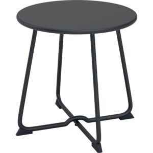 Tavolino laterale in acciaio nero, parte del set di mobili da balcone Patterson da 3 pezzi.