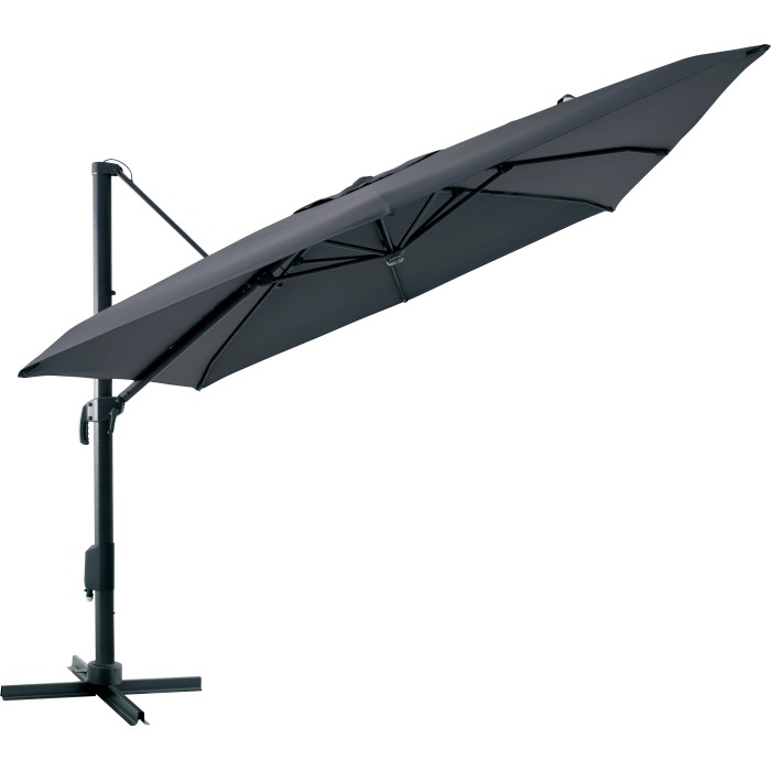 Ombrellone a braccio Moga, Ø 300 cm, grigio con manovella. Parasole per giardino e terrazza.