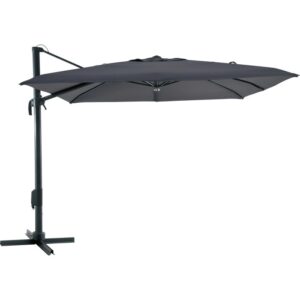 Ombrellone a braccio Moga grigio, Ø 300 cm, con manovella e robusto supporto.