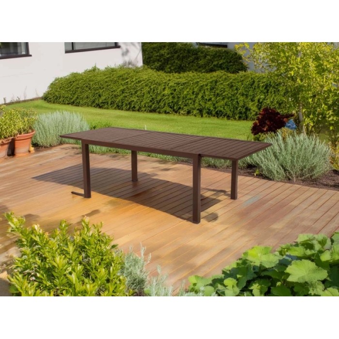 Tavolo allungabile da giardino Sardegna in alluminio marrone 200/300x100 cm