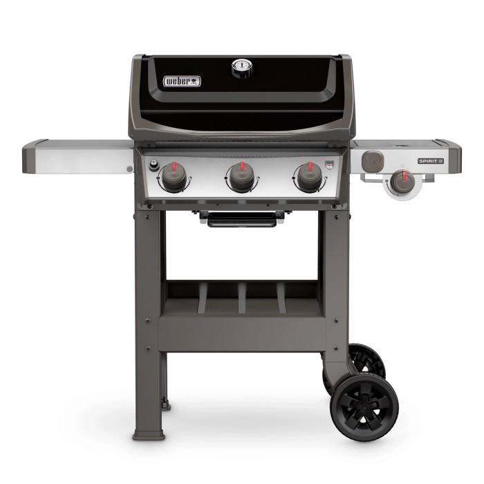 Barbecue a gas Weber Spirit II E-320 GBS nero con 3 bruciatori e fornello laterale.