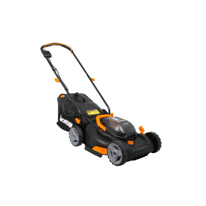 Tagliaerba Worx WG743E, larghezza taglio 40 cm, tagliaerba a batteria per giardini fino a 500 m².