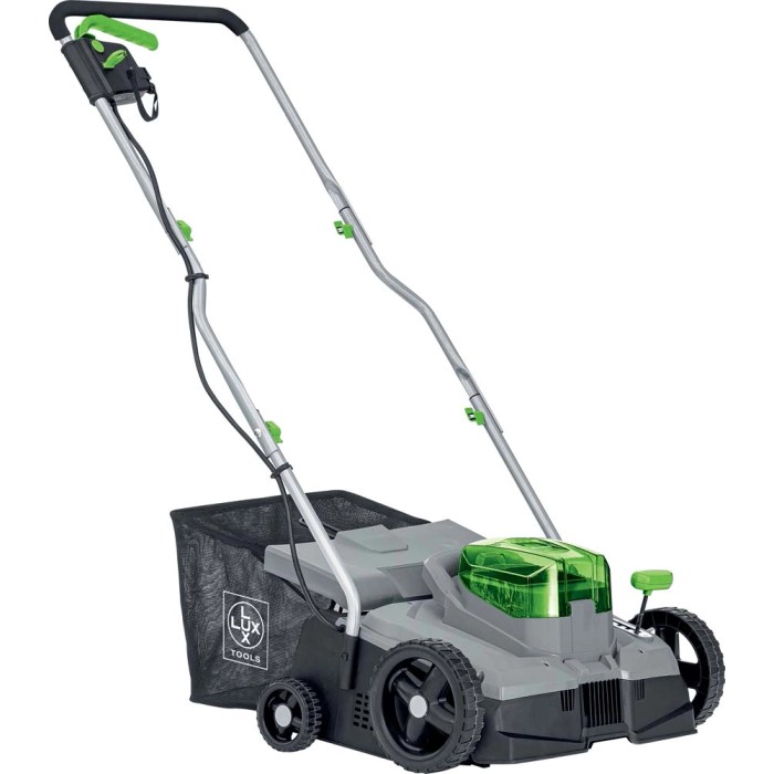Scarificatore elettrico Lux A-VL-2x20/36 con 480 W e cesto di raccolta. Ideale per la cura del prato.
