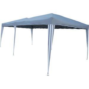 Gazebo Maceio grigio 300x600 cm con struttura in acciaio e pannelli laterali per terrazza e giardino.