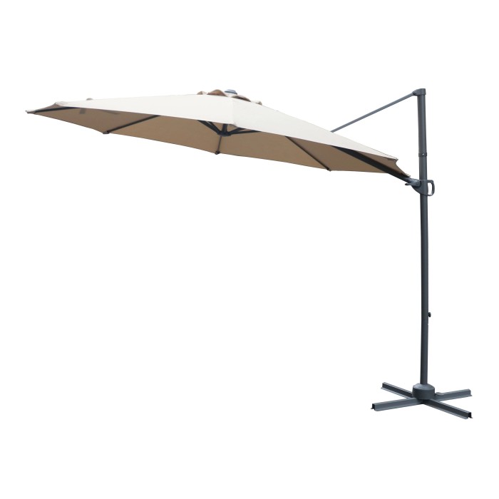 t.b.t. Ombrellone a braccio beige con base stabile per giardino o terrazza.