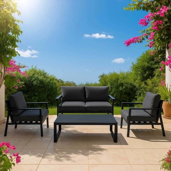 Salotto da giardino Manhattan in alluminio antracite 2 posti