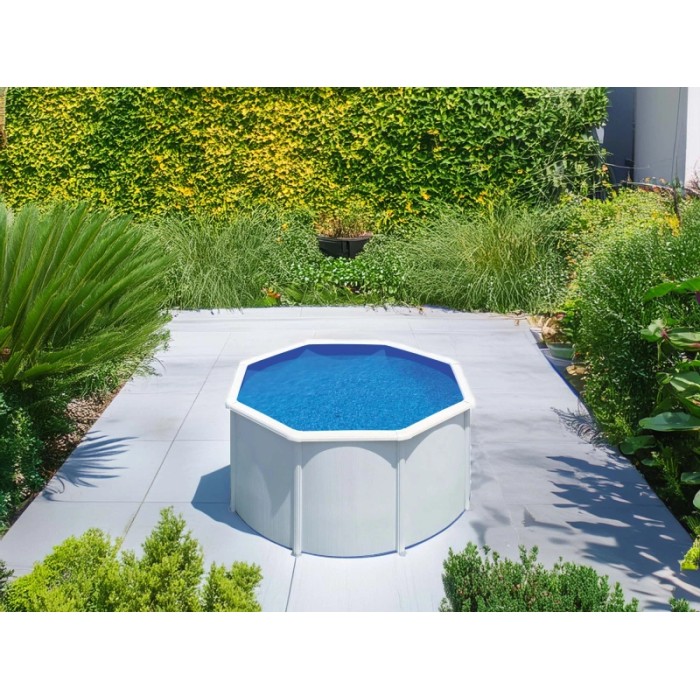Piscina in acciaio fuori terra Fidji Ø 240x120 cm rotonda bianco