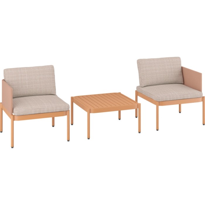 Set da balcone Redcliffe arancione, 3 pezzi con tavolo e due sedie.