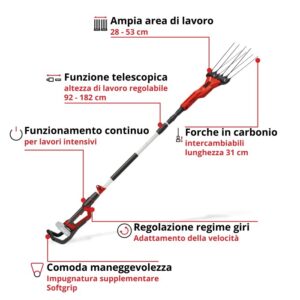 t.b.t. per la raccolta olive. Telescopico, con forche in carbonio e softgrip.